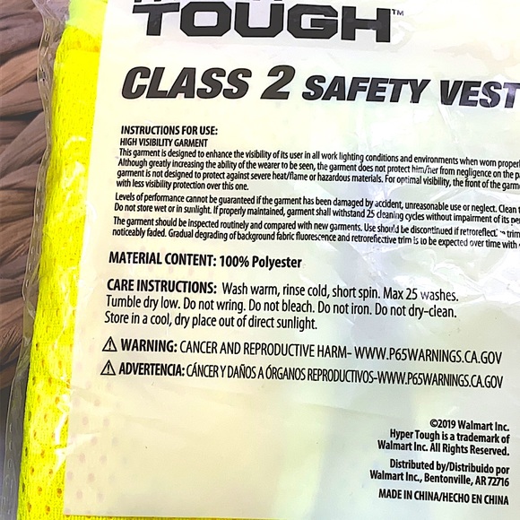 NWT Hyper Tough Class 2 Safety Vest Zippered High Visibility Garment With Pocket - Picture 7 of 7